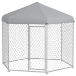 PawHut 9.2' x 8' x 7.7' Dog Kennel Outdoor for Medium and Large-Sized Dogs with Waterproof UV Resistant Roof, Silver