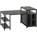 HOMCOM 68 Inch Office Table Computer Desk Workstation Bookshelf with CPU Stand, Spacious Storage Shelves & Chic Modern Woodgrain Design, Gray