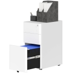 Vinsetto 3 Drawer Filing Cabinet, Lockable Steel Office Storage Cabinet with Hanging Bar for Letter, A4, Legal Files, White