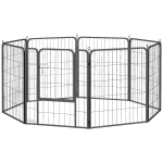 PawHut 31.5" Dog Playpen Indoor Outdoor, Portable Foldable 8 Panels Pet Playpen with Door & Strap for Medium Dogs