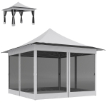 Outsunny 12 x 12 ft. Canopy Tent with Mesh Netting, UPF50+ Pop Up Tent with Carry Bag for Garden, Patio, Light Gray