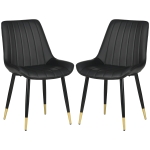 HOMCOM Dining Chairs Set of 2, Modern Kitchen Chair with PU Leather Upholstery and Steel Legs for Living Room, Bedroom, Black