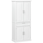 HOMCOM 72" Kitchen Pantry Cabinet, Freestanding Storage Cabinet, 4-Door Cabinet with Drawer and Adjustable Shelves, White