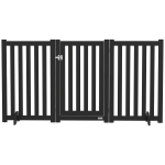 PawHut 3-Panel Foldable Dog Gate with Feet for Medium Dogs and Below, Black