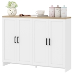 HOMCOM Modern Sideboard Buffet Cabinet, Modern Kitchen Storage Cabinet with 4 Doors Adjustable Shelves, for Dining Room, White