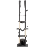PawHut 89"-100" Floor to Ceiling Cat Tree Cat Tower for Large Cats w/ Scratching Posts, Grooming Brush Post, Cat Condo, Grey
