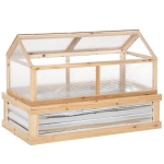 Outsunny Raised Garden Flower Bed Kit with Greenhouse, Wooden Cold Frame Planter, 48" x 24" x 32", Natural