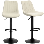 HOMCOM Adjustable Barstools Set of 2, Swivel Bar Stools with Back and Footrest for Kitchen Island Counter, Beige