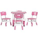 Qaba 5 Pieces Toddler Table and Chair Set, Height Adjustable Activity Table and Chair Set for Nursery Classroom, Pink