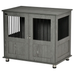 PawHut Dog Crate Furniture with Lockable Magnetic Door, Adjustable feet for Small & Medium Dogs, Indoor Use, Grey
