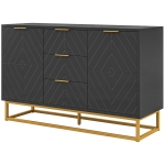 HOMCOM Sideboard Storage Cabinet with 3 Drawers, Adjustable Shelves and Doors, Kitchen Buffet Cabinet for Dining Room, Black