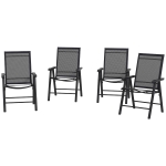 Outsunny 4-Piece Folding Chair Set for Relaxing on Patio Balcony Garden, Comfortable Outdoor Furniture with Armrests, Black