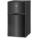 HOMCOM 3.2 Cu Ft Compact Refrigerator, Mini Fridge with Freezer, Adjustable Shelves and Reversible Doors for Bedroom, Black