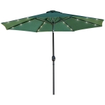 Outsunny 9ft Solar Patio Umbrella Outdoor Sunshade 24 LED Lights Tilt Canopy Green