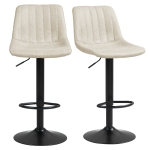 HOMCOM Counter Height Bar Stools Set of 2, Adjustable Height Bar Chairs with Swivel Seat, Leathaire Upholstery