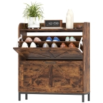HOMCOM Shoe Cabinet Organizer with 2 Flip Drawers, Legs, Narrow Shoe Storage Cabinet for Entryway, Hallway, Rustic Brown