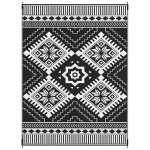 Outsunny Reversible Outdoor Rug, Waterproof Plastic Straw with Carry Bag, 9' x 12', White & Black Toothed Rhombus
