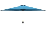 Outsunny 9ft Half Round Umbrella Outdoor Patio Garden Balcony Parasol Window Sun Shade w/ 5 Ribs, Light Blue