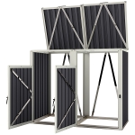 Outsunny Double Garbage Bin Shed, Lockable Outdoor Storage Shed with Openable Lid, Galvanized Frame for Garden Patio, Dark Grey