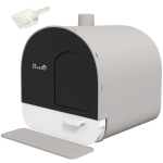 PawHut Cat Litter Box with Lid, Removable Tray, Scoop, Filter, Light Grey