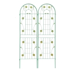 2 Pack Metal Garden Trellis for Outdoor Decor, Rustproof Climbing Plant Support, Easy Assembly, Green