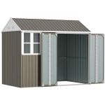 Outsunny 8.5' x 5.5' Metal Garden Storage Shed, Outdoor Tool Storage House with Lockable Door, Vents, Sloped Roof, Light Grey