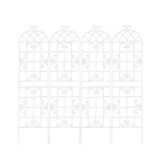 4 Pack Rustproof Garden Climbing Plant Support with Galvanized Round Pipe, Metal Trellis for Outdoor Flowers, 80" L x 87" H, Cream White