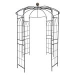 Metal Garden Arch Arbor with Anti-Rust Coating, Birdcage Shape Pergola Pavilion for Wedding, Ceremony, 81.5" L x 81.5" W x 114" H, Black