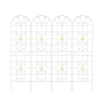 4 Pack Metal Garden Trellis with Butterfly Decoration and Galvanized Round Pipe, Rustproof Climbing Plant Support, Cream White