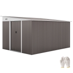 Outsunny 11' x 9' Steel Garden Storage Shed, Outdoor Metal Tool House with Double Sliding Doors & 2 Air Vents, Grey