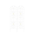 2 Pack Metal Garden Trellis with Butterfly Decoration and Powder Coated Iron, Rustproof Climbing Plant Support, for Outdoor Use, Cream White