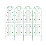 4 Pack Metal Garden Trellis with Bird and Flower Decorations, Rustproof Climbing Plant Support, 87" Tall for Outdoor Flowers, Green