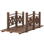 Outsunny 5 ft. Wooden Garden Bridge Footbridge for Backyard Ponds, Creeks, Streams, Carbonized
