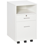 Vinsetto 2 Drawer Filing Cabinet with Lock, Vertical File Cabinet with Wheels, Mobile Office Cabinet for A4, Letter Size, White