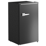 HOMCOM Retro Mini Fridge, 3.1 Cu. Ft Single Door Compact Refrigerator with Adjustable Thermostat, 2 Glass Shelves, Black