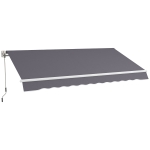 Outsunny 12' x 10' Manual Retractable Awning Outdoor Sunshade Shelter with Adjustable & Versatile Design