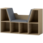 HOMCOM 6-Cubby Bookcase with Seat Cushion, Cube Storage Shelf with Reading Nook for Home Office, Study, Oak