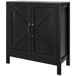 HOMCOM Sideboard Buffet, Kitchen Storage Cabinet with Barn Door and Adjustable Shelves, Storage Pantry, Black Oak