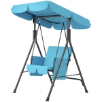 Outsunny 1-Seat Outdoor Porch Swing Patio Swing with Adjustable Canopy, Removable Seat and Back Cushion for Garden, Poolside