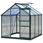 Outsunny 6.2' x 6.3' x 6.6' Clear Polycarbonate Greenhouse, Large Walk-In Green House Garden, Plants Grow, Galvanized Sheet  Frame w/ Slide Door