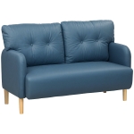 HOMCOM 58" 2 Seat Sofa, Modern Love Seats Furniture, Upholstered 2 Seater Couch, Solid Wood Frame, Navy Blue