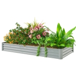 Outsunny 8 x 4 x 1ft Galvanized Raised Garden Bed, Reinforced Outdoor Planter Box with Open Bottom, Silver