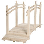 Outsunny 7.5' Wooden Arch Garden Bridge, Safety Rails for Backyard Ponds, Creeks, Streams, Natural