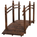 Outsunny 7.5' Fir Wood Garden Bridge Arc Walkway with Side Railings, Perfect for Backyards, Gardens, & Streams, Carbonized