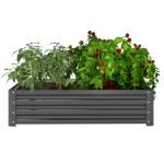 Outsunny 4' x 4' x 1' Raised Garden Bed Galvanized Steel Planter Box for Vegetables, Flowers, Herbs, Light Grey