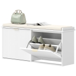 HOMCOM Shoe Storage Bench with Padded Seat Cushion and Flip-Drawer, Entryway Bench, Shoe Cabinet, 40.9x10.2x18.7 Inches, White
