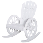 Outsunny Rustic Wood Adirondack Rocking Patio Chair w/ Slatted Design, Wheel Armrests
