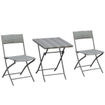 Outsunny 3-Piece Outdoor Folding Rattan Bistro Set, Grey