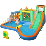 Qaba 8 in 1 Inflatable Bounce House Water Slide with 550W High Power Blower, for 3-8 Years