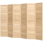 HOMCOM 6 Panel Room Divider w/ Hook Holes, Folding Privacy Screen, Natural